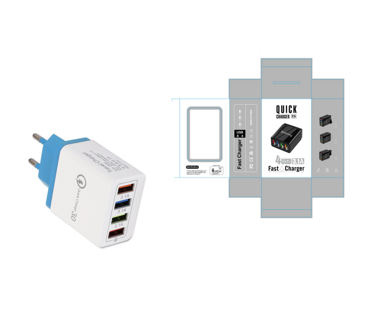 USB Ladegerät Quick Charge 3,0 4 Ports Telefon Adapter Für Huawei IPhone 12 Tablet Tragbare Wand Mobile Ladegerät Schnellladegerät