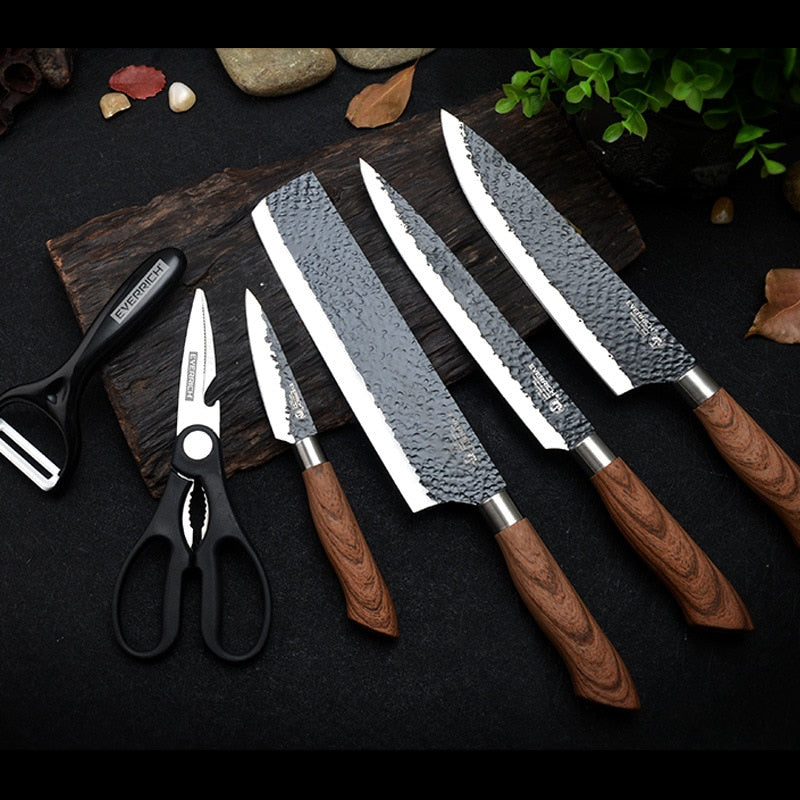 Edelstahl Küchenmesser Set Werkzeuge Beschläge Küchenmesser Schere Keramik Schäler Chef Slicer Nakiri Schäl Messer Geschenk