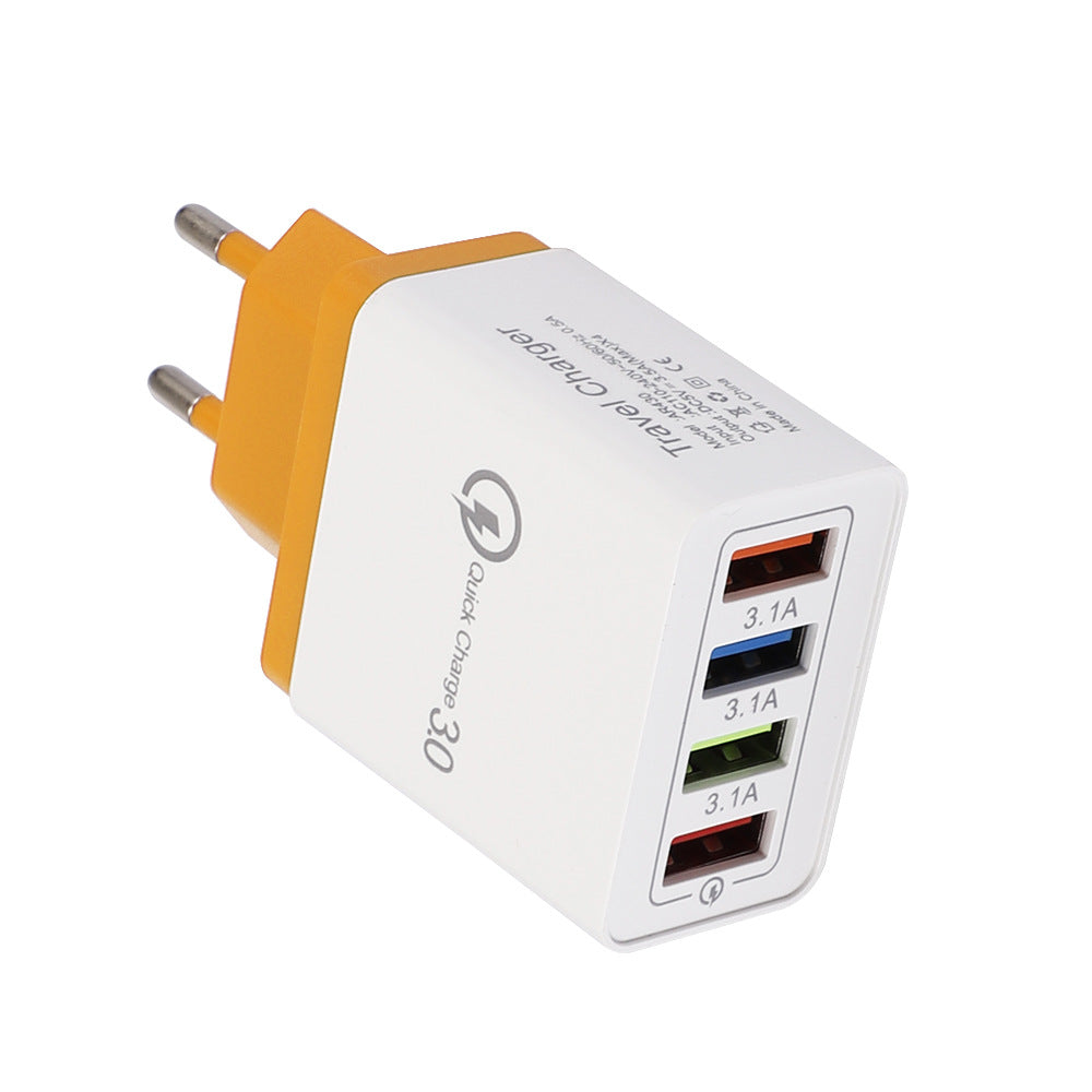 USB Ladegerät Quick Charge 3,0 4 Ports Telefon Adapter Für Huawei IPhone 12 Tablet Tragbare Wand Mobile Ladegerät Schnellladegerät