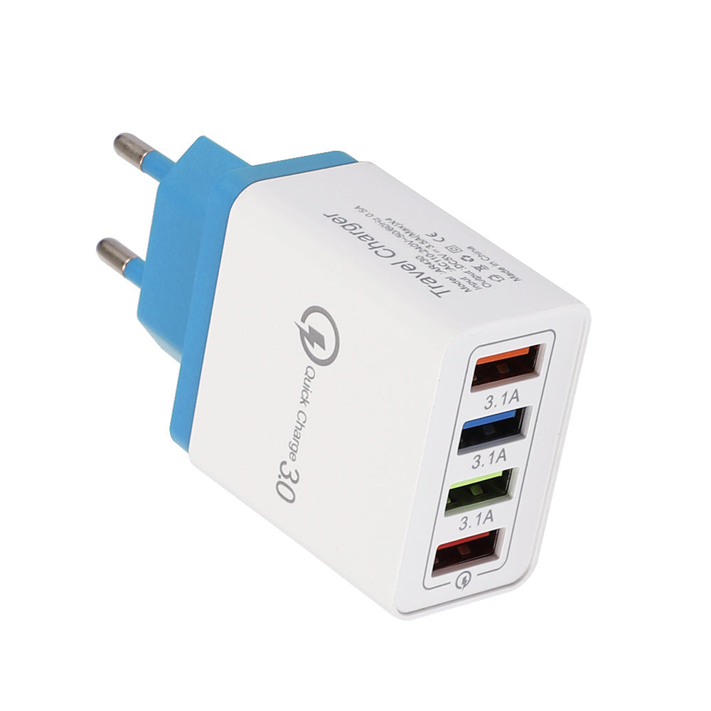 USB Ladegerät Quick Charge 3,0 4 Ports Telefon Adapter Für Huawei IPhone 12 Tablet Tragbare Wand Mobile Ladegerät Schnellladegerät