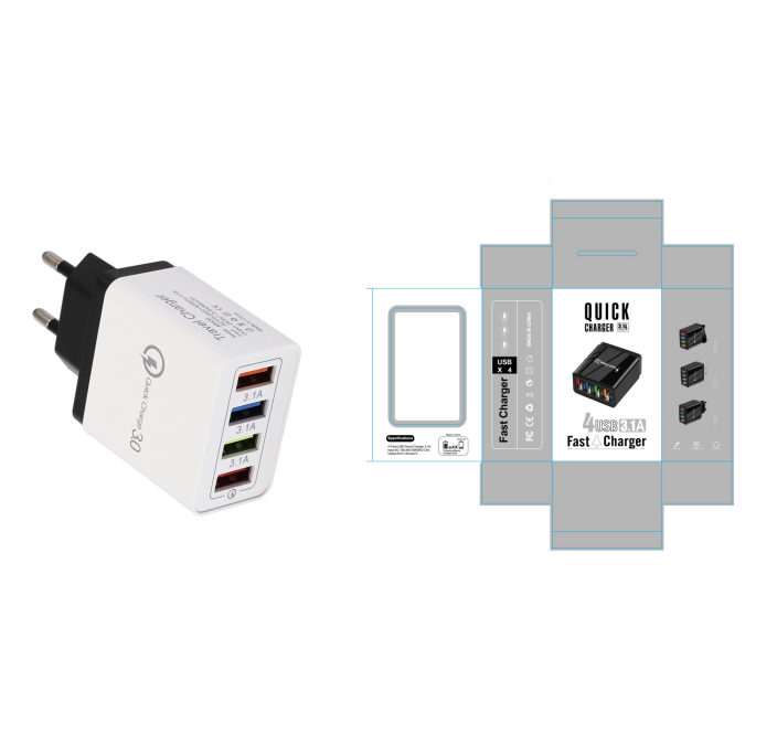 USB Ladegerät Quick Charge 3,0 4 Ports Telefon Adapter Für Huawei IPhone 12 Tablet Tragbare Wand Mobile Ladegerät Schnellladegerät