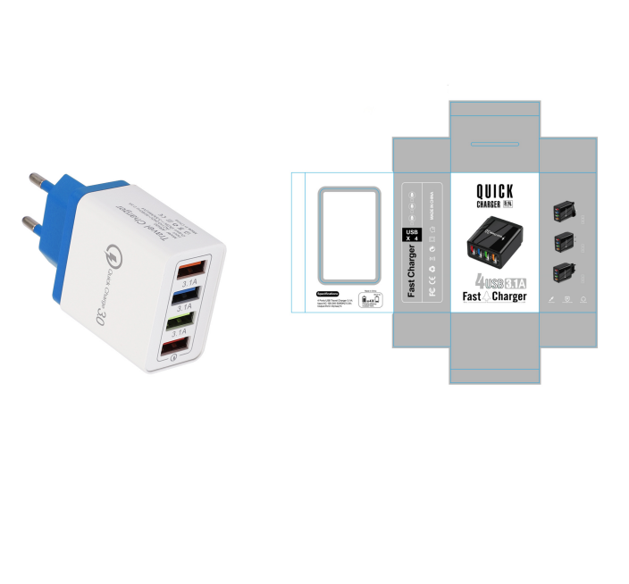 USB Ladegerät Quick Charge 3,0 4 Ports Telefon Adapter Für Huawei IPhone 12 Tablet Tragbare Wand Mobile Ladegerät Schnellladegerät